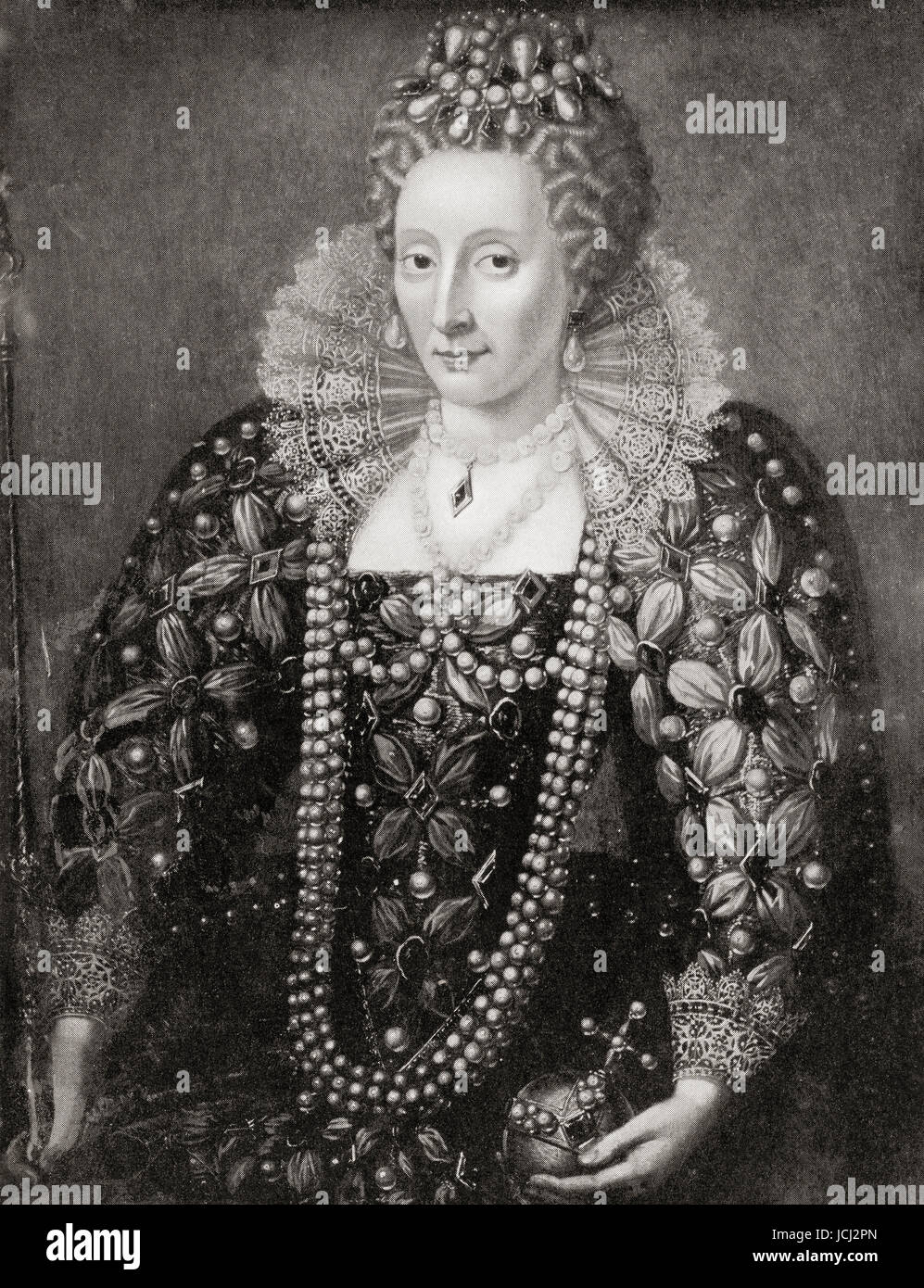 Elizabeth I, aka The Virgin Queen, Gloriana or Good Queen Bess, 1533 –  1603.  Queen of England and Ireland.  From Hutchinson's History of the Nations, published 1915. Stock Photo