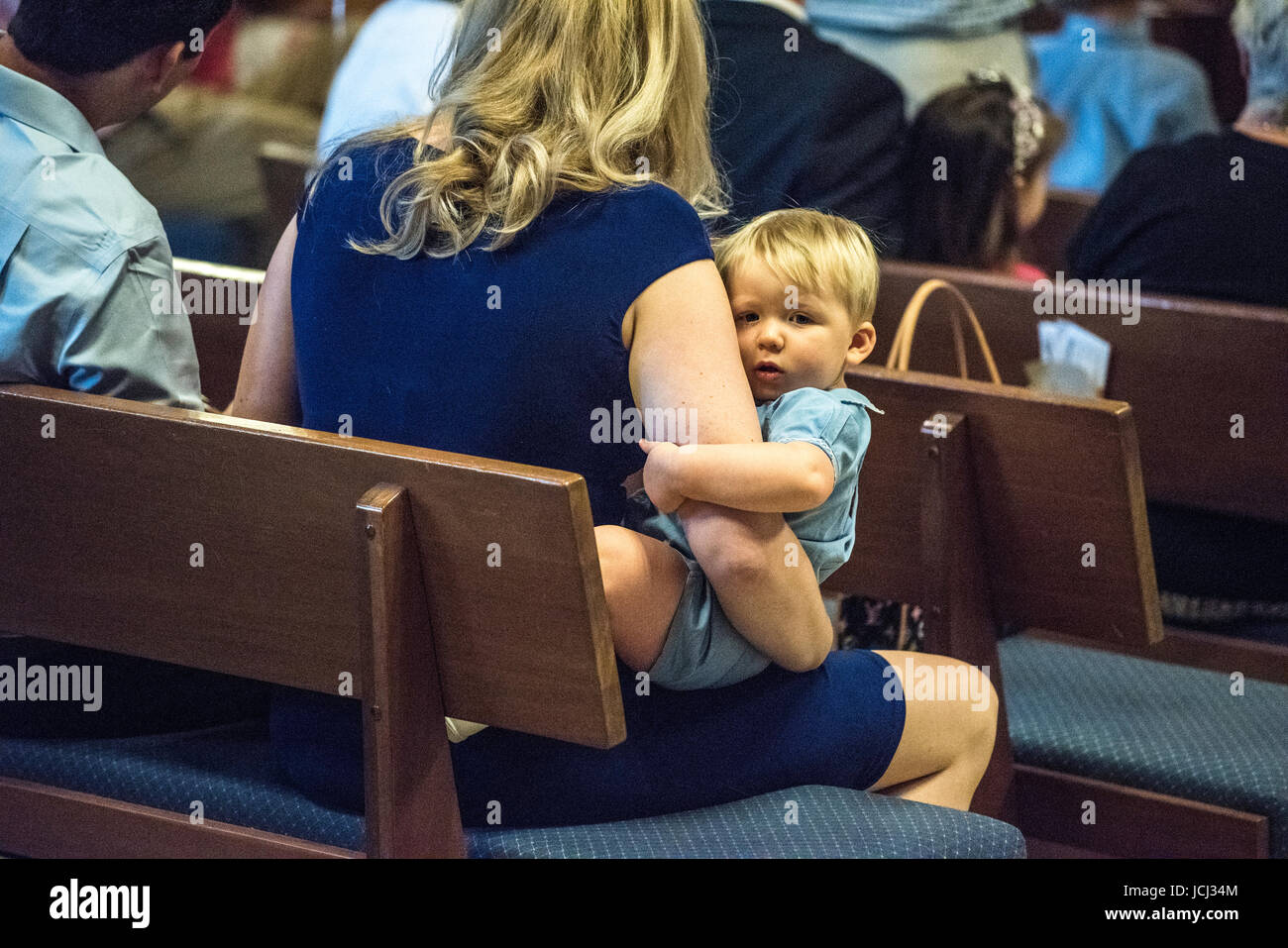Church ceremony, baptism of young children. Parents, Grandparents ...