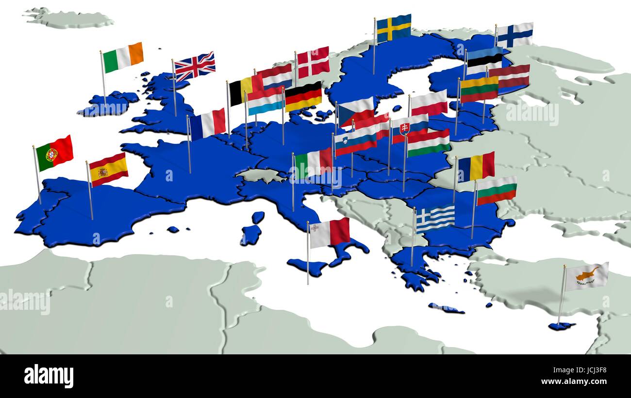 Europäische Union mit Landesflaggen 1 Stock Photo