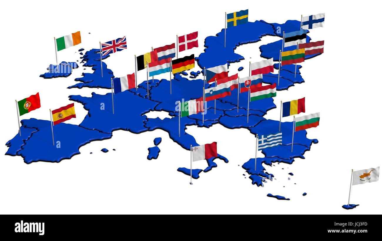 Europäische Union mit Landesflaggen 2 Stock Photo