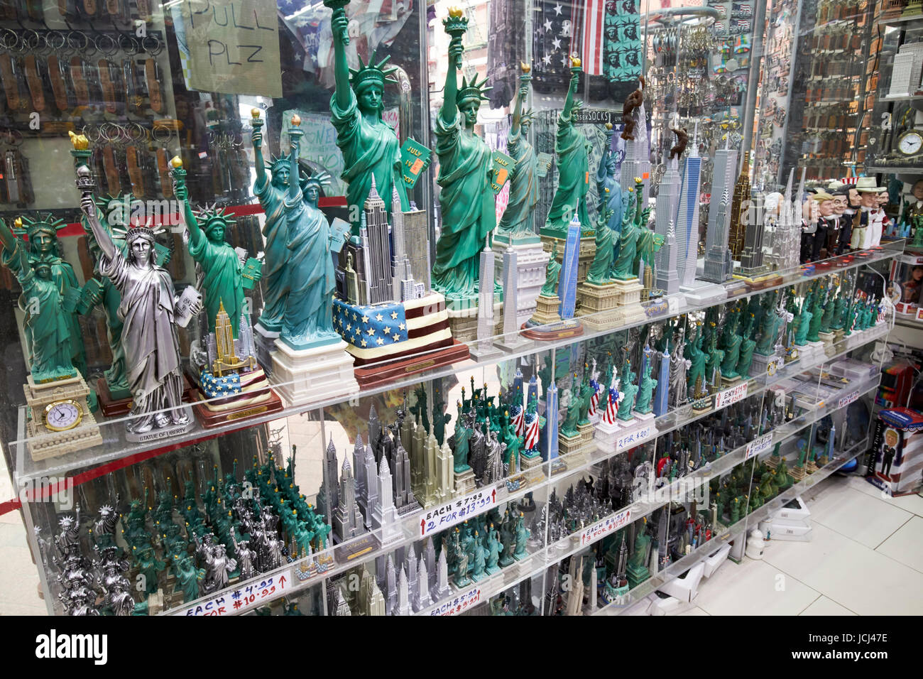 statue of liberty empire state and other souvenirs New York City souvenir gift shop USA Stock Photo