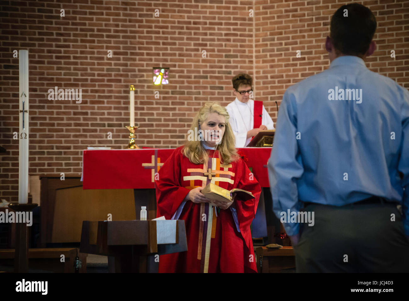 Church ceremony, baptism of young children. Parents, Grandparents ...