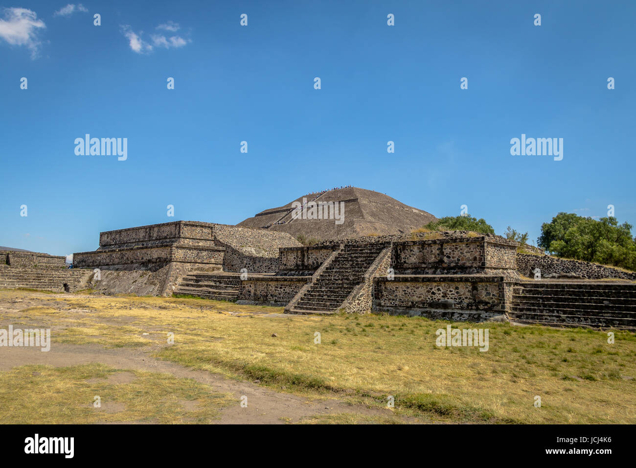 The Sun Pyramid at Teotihuacan Ruins - Mexico City, Mexico Stock Photo