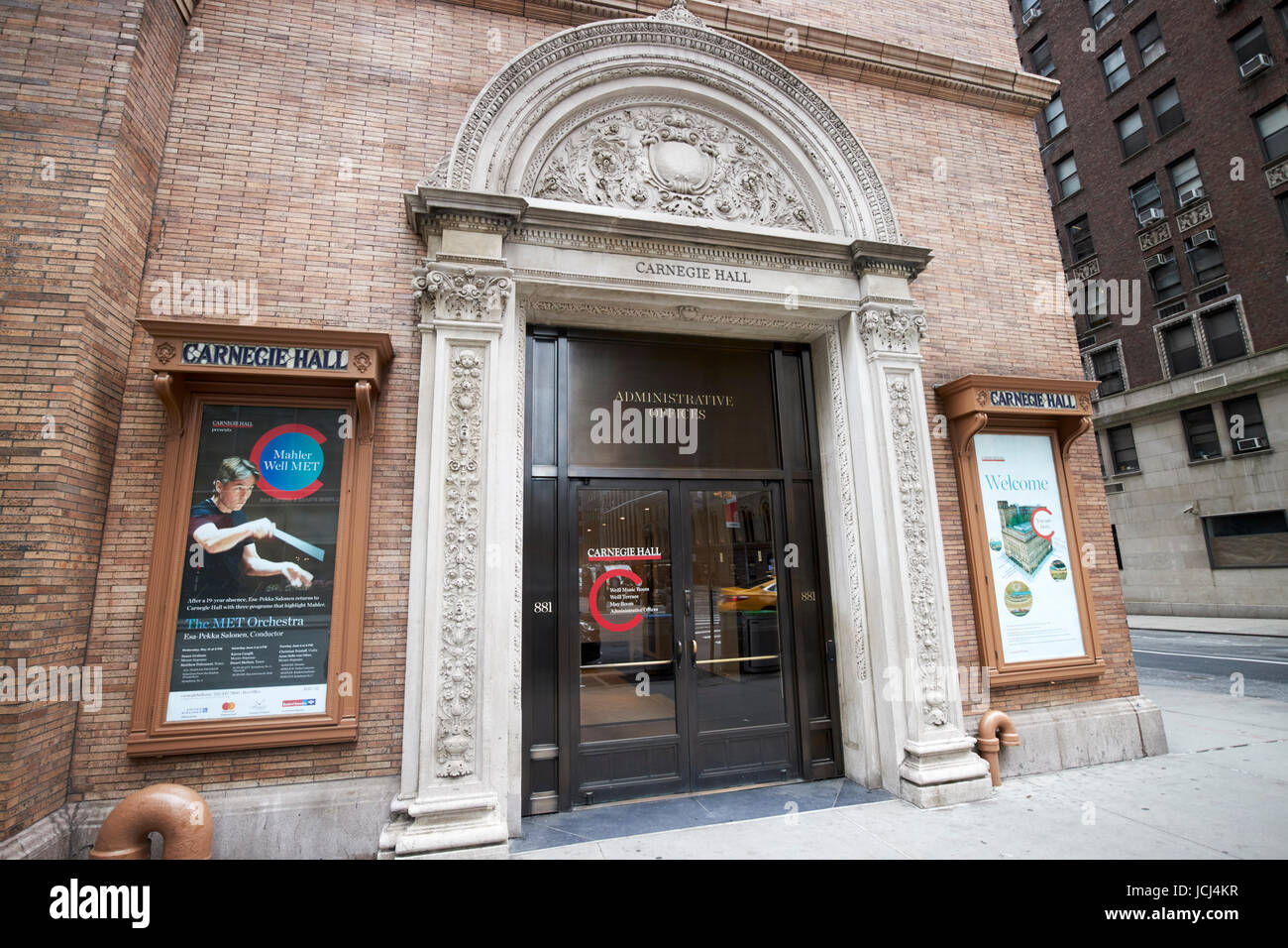 carnegie hall venue administrative offices entrance New York City USA Stock Photo