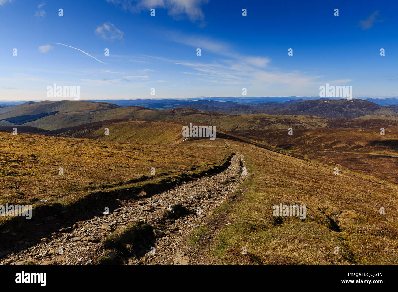 Descent from Glas Tulaichean to Glen Lochsie, Cairngorms Stock Photo