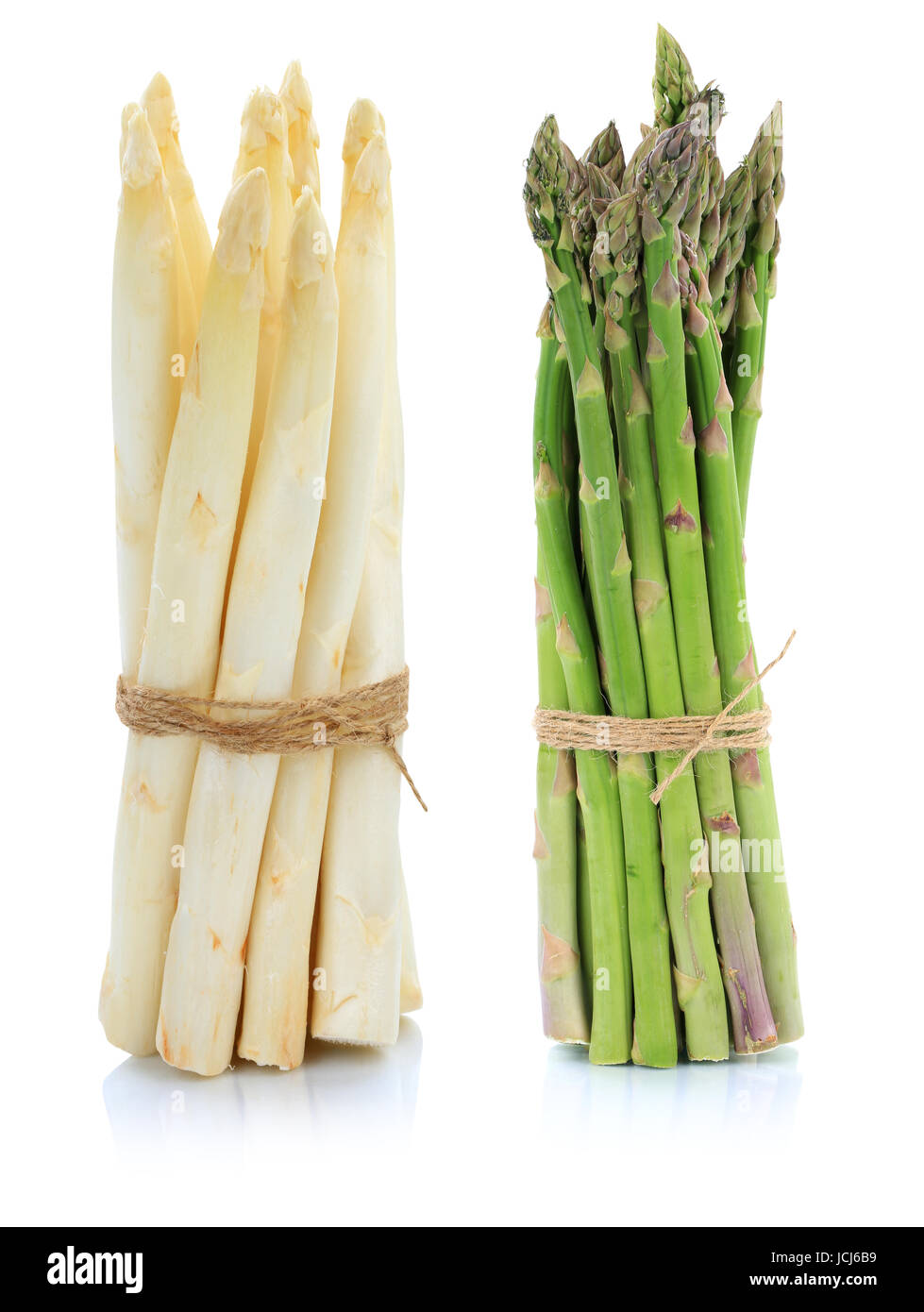 Fresh white and green asparagus bunch vegetable isolated on a white background Stock Photo