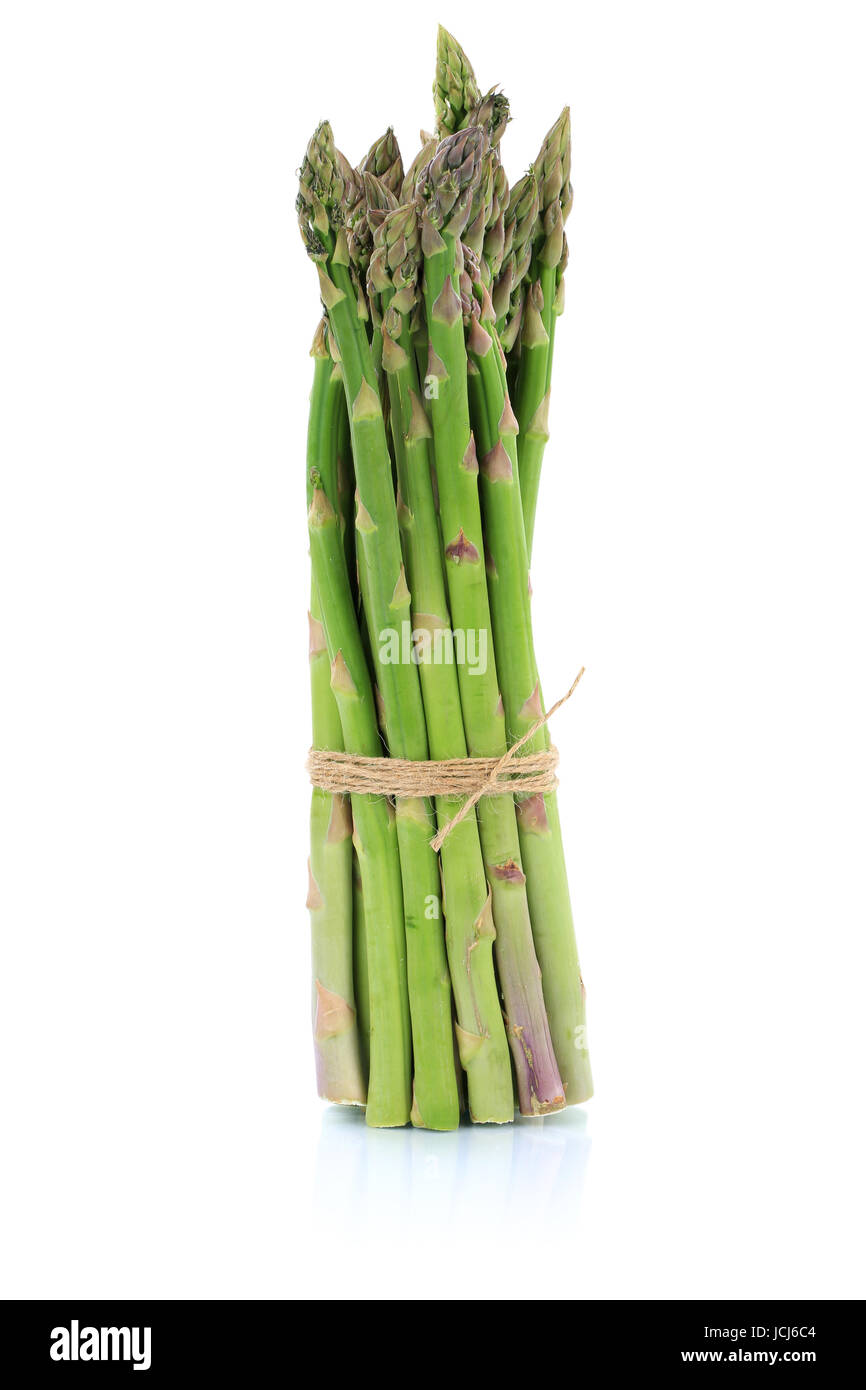 Fresh green asparagus bunch vegetable isolated on a white background Stock Photo