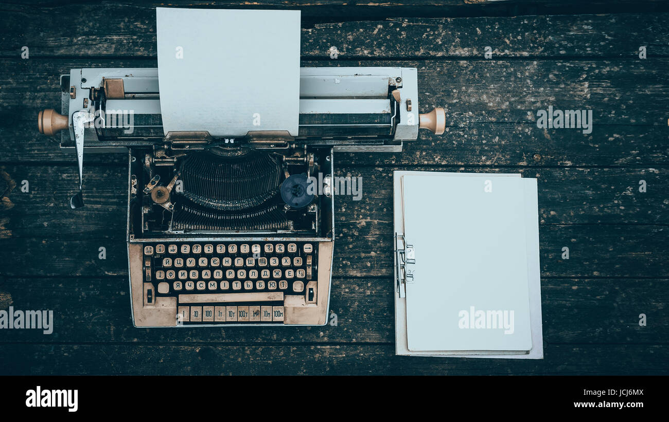 Download Vintage Typewriter Hero Header On A Wood Background Stock Photo Alamy