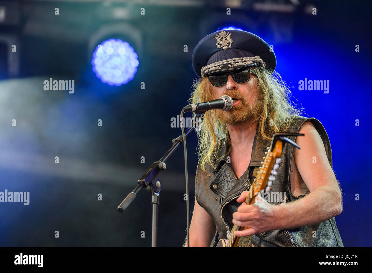 Dundrennan Scotland, UK - July 24, 2015: Julian Cope performing on the Summerisle stage during day one of the 14th Wickerman Festival Stock Photo
