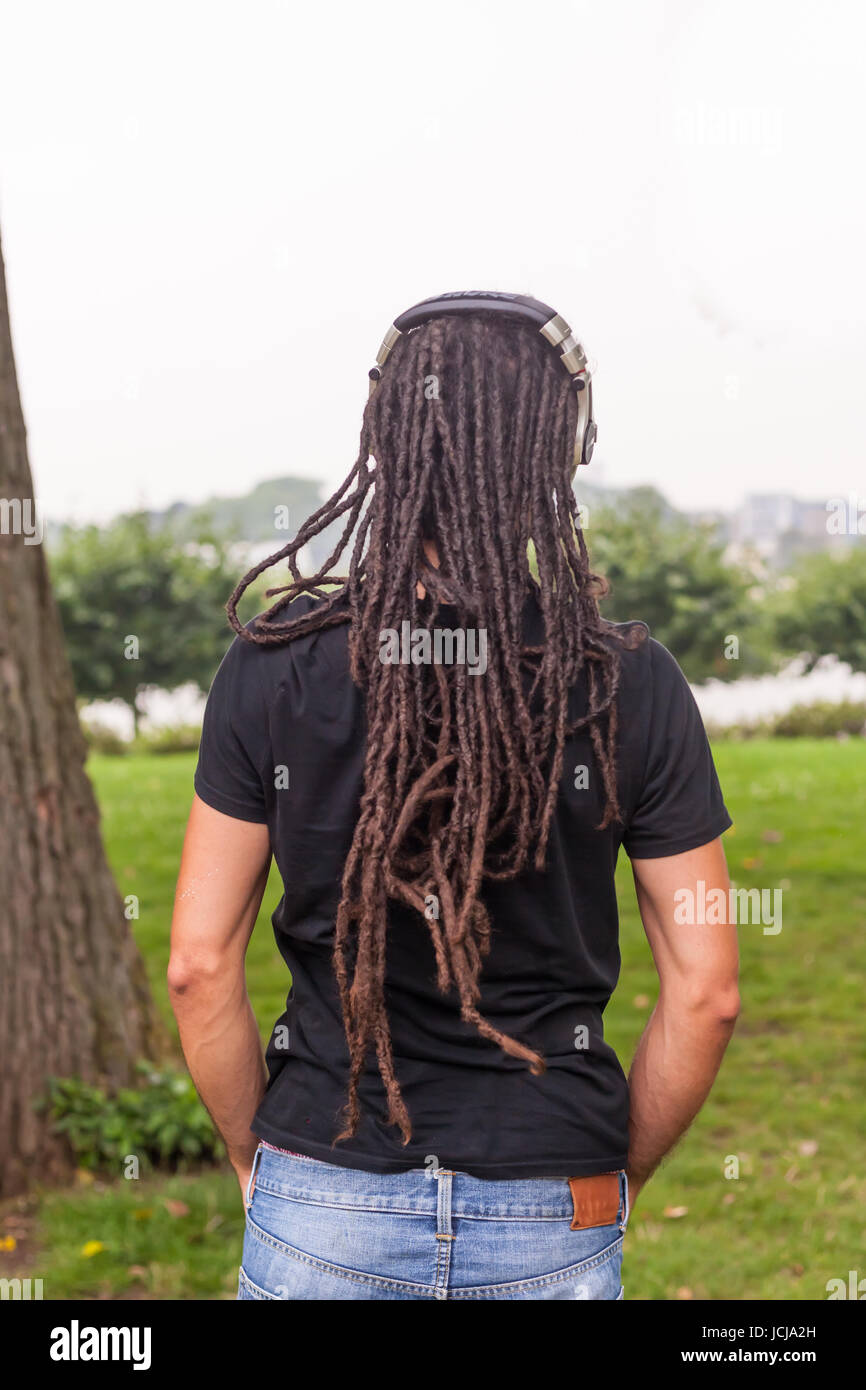Man with long rasta hair, Bonn,Germany Stock Photo