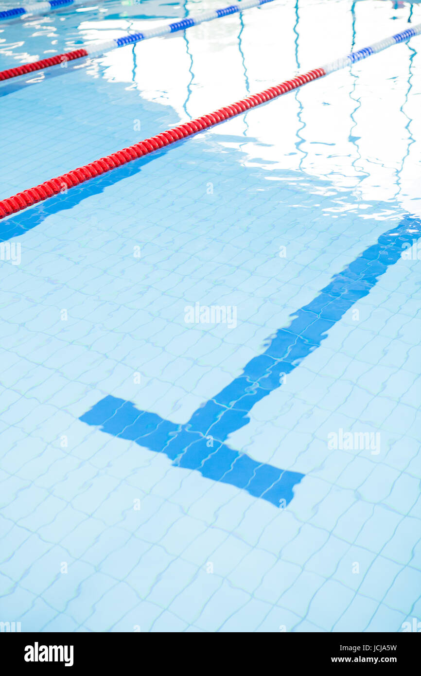 Swimming pool lanes with bottom lane line and ropes Stock Photo Alamy