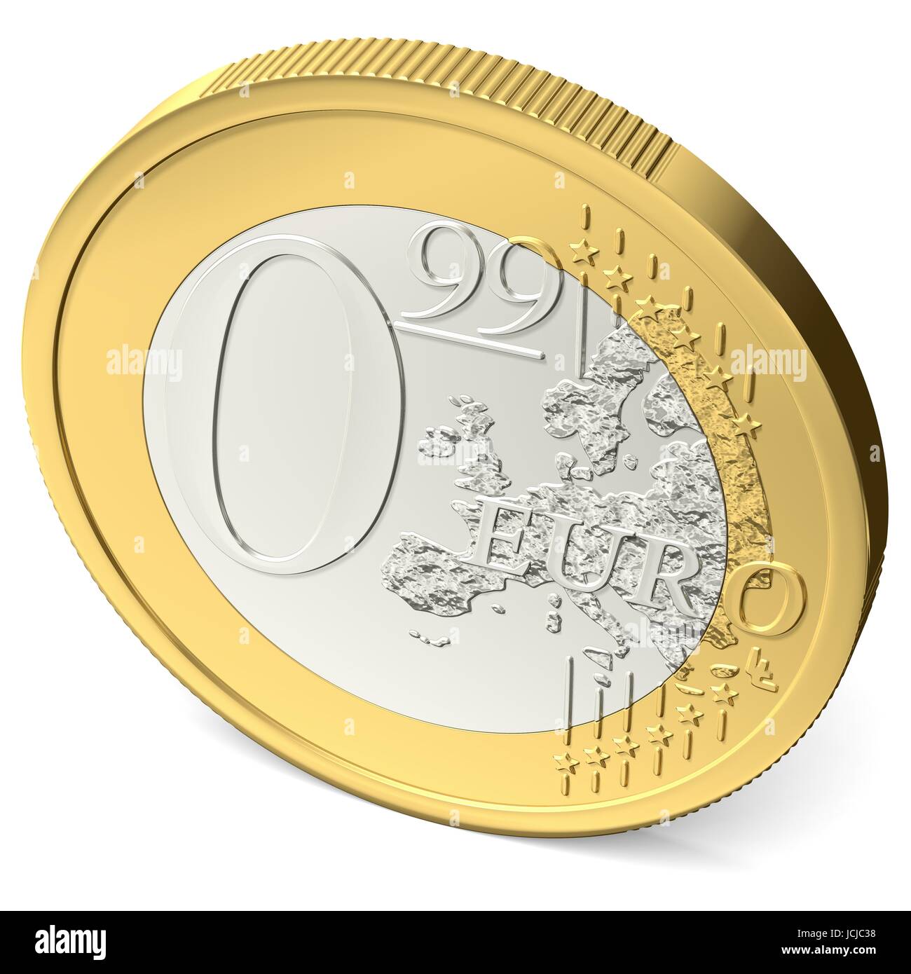 Null Euro Neunundneunzig Münze von oben gesehen Stock Photo