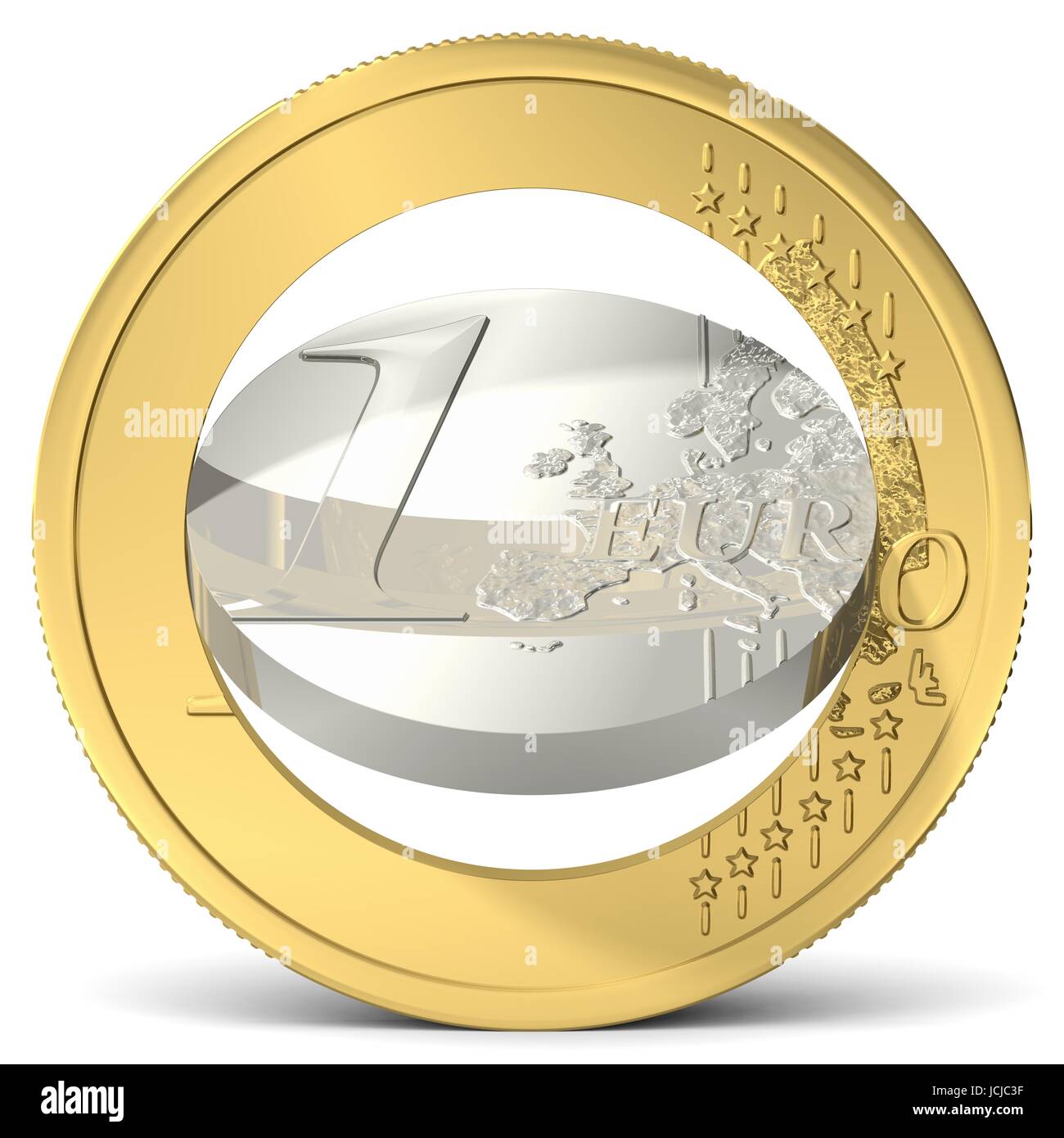 Euro in zwei Teile gebrochen Stock Photo