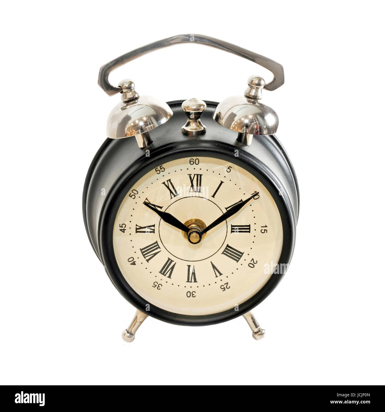 Old style ring clock isolated on white Stock Photo - Alamy