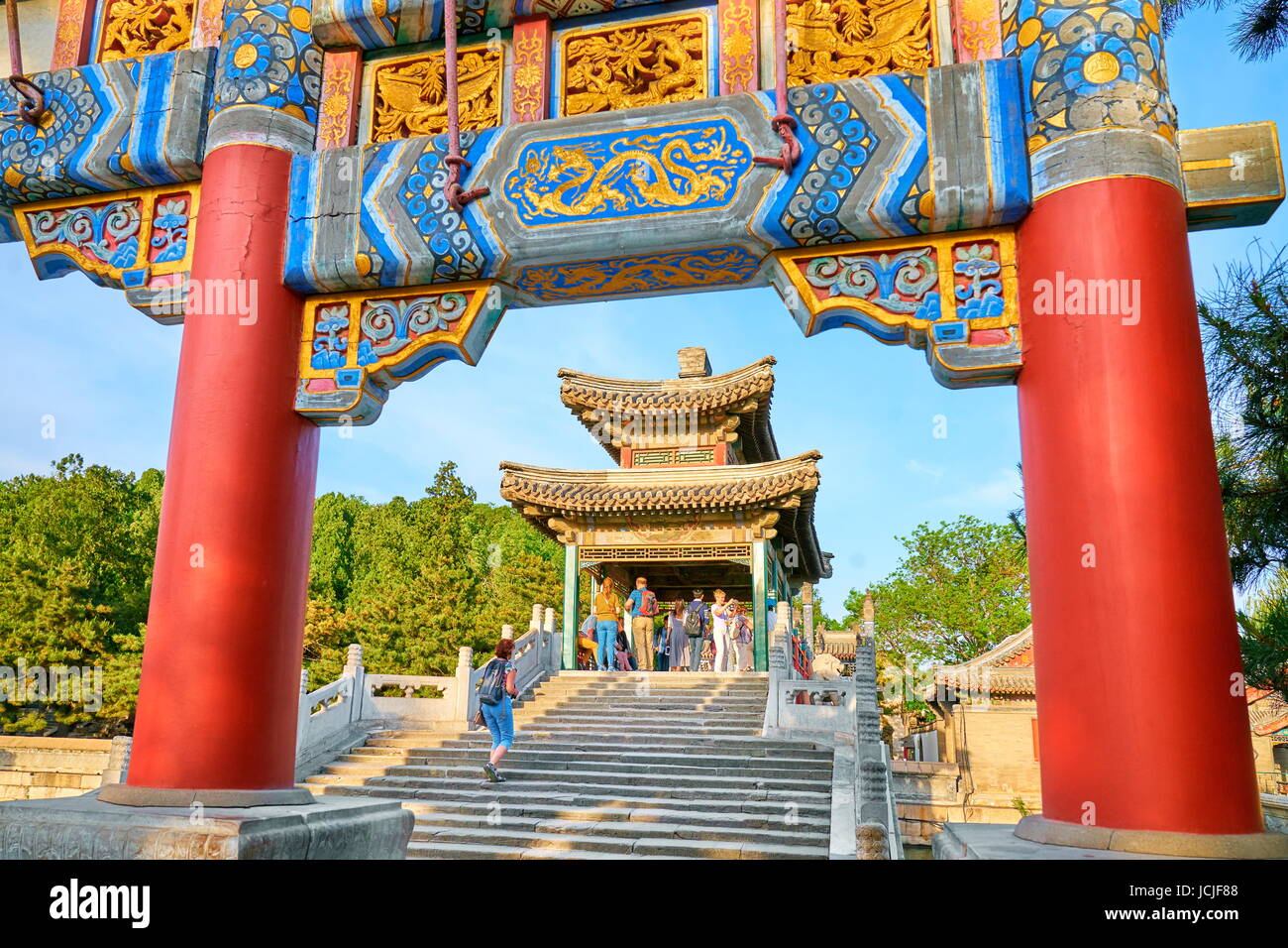 Decorative pailou, Summer Palace, Beijing, China Stock Photo