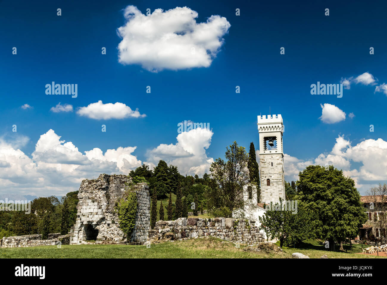 A ruined Italian castle in a spring day Stock Photo - Alamy
