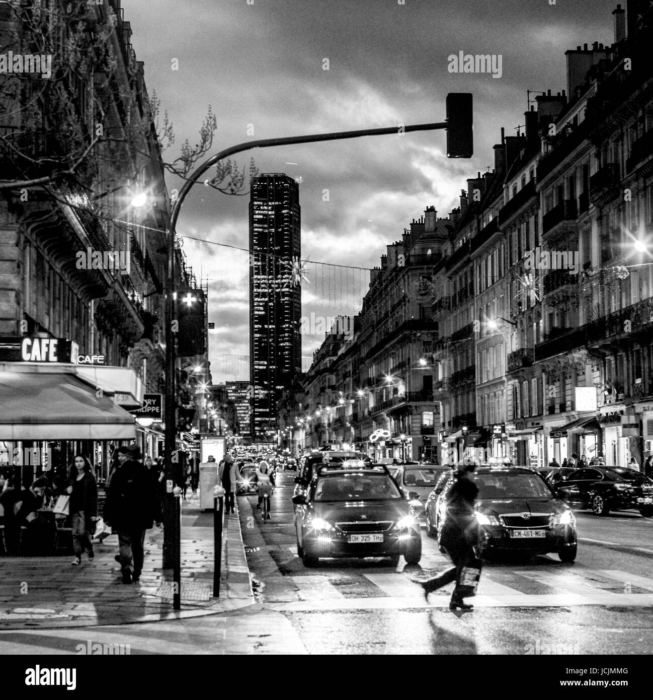 PARIS- FRANCE -  RUE DE RENNES AND MONTPARNASSE TOWER AT LATE AFTERNOON - PARIS STREET - PARIS STREET PHOTOGRAPHY © Frédéric BEAUMONT Stock Photo