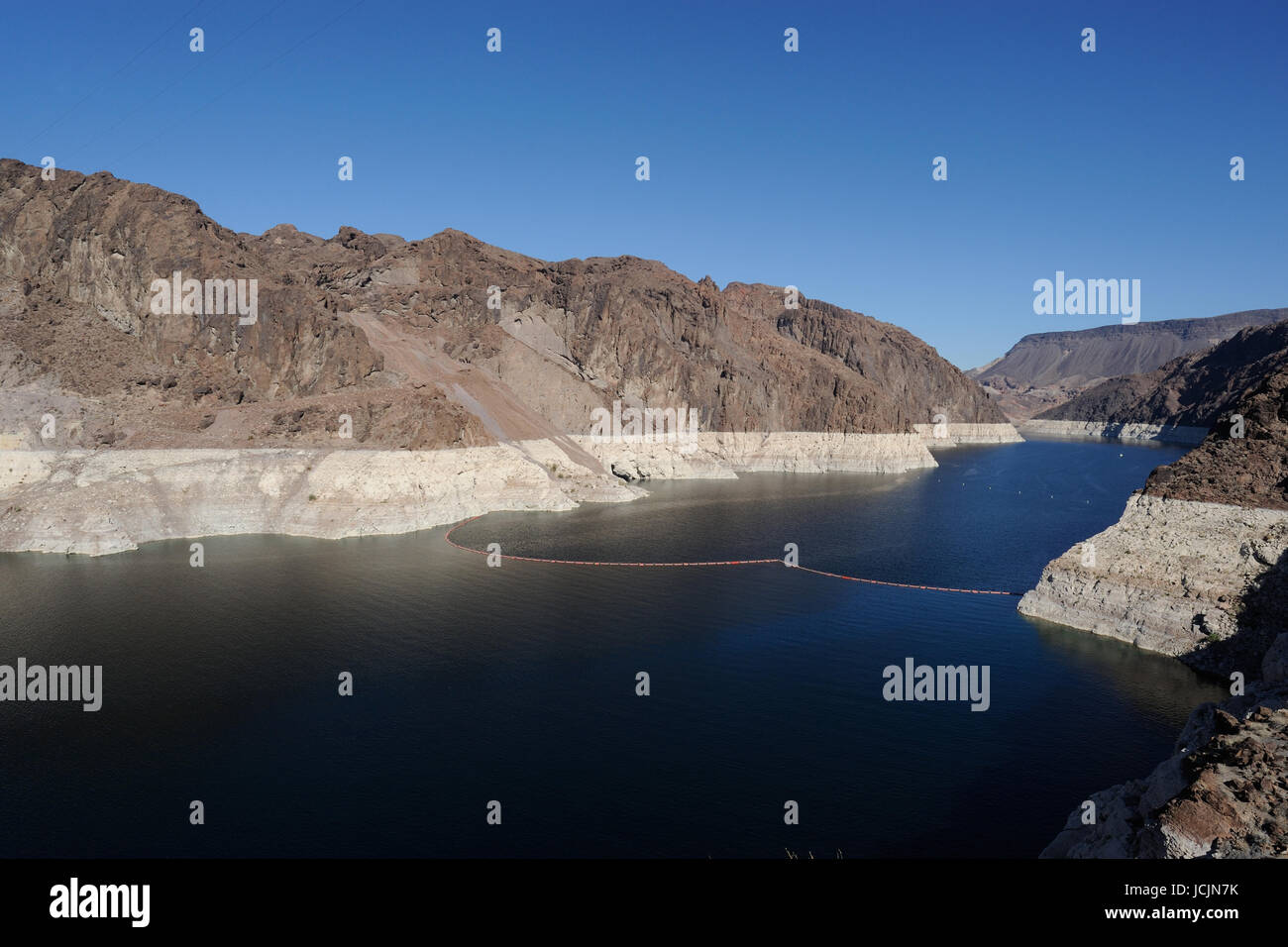 Hoover Dam on the Colorado River, Lake Mead.view, USA Nevada border Stock Photo