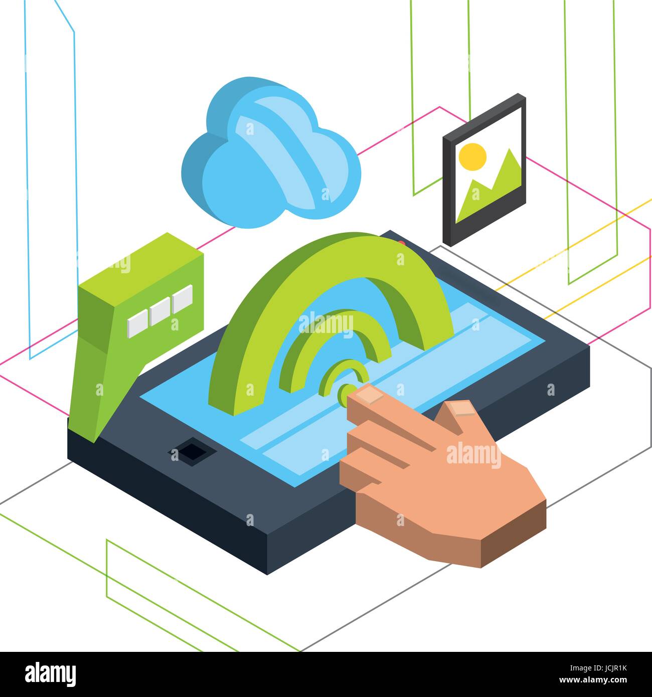 isometric smartphone with apps options Stock Vector Image & Art - Alamy