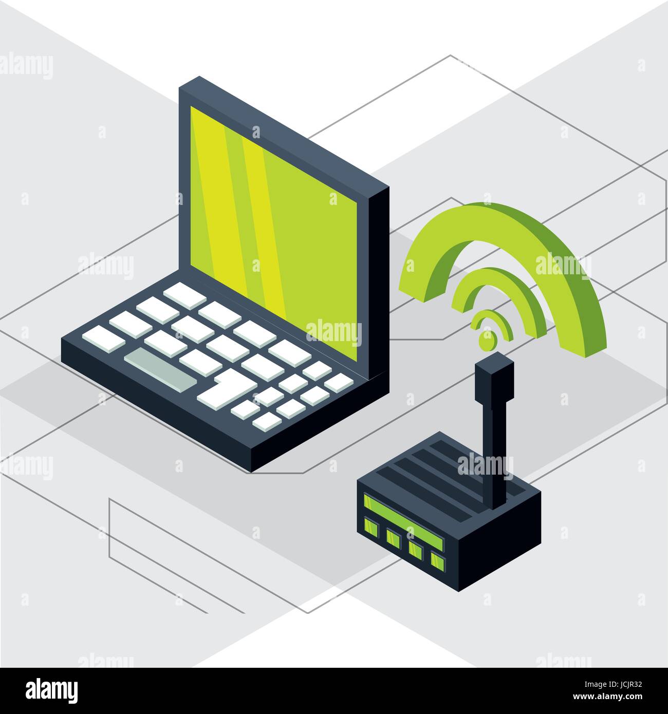Isometric laptop wifi connection hi-res stock photography and images ...