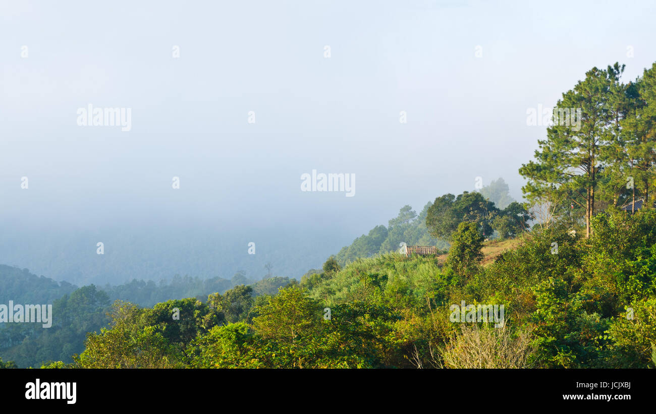 Landscape sierra from Doi Ang Khang mountains at morning in Chiang Mai province of Thailand Stock Photo
