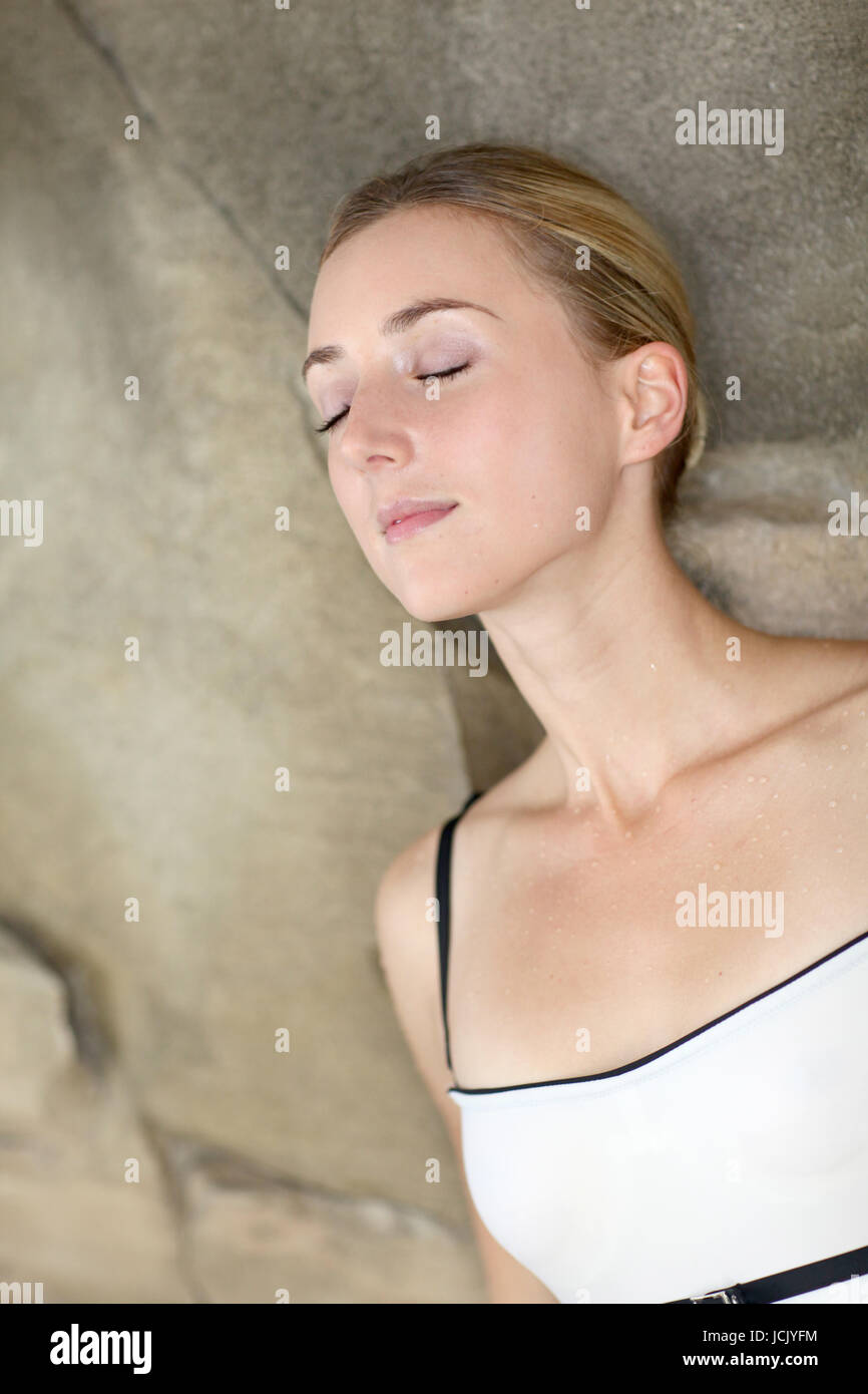 Portrait of beautiful woman relaxing in spa resort Stock Photo - Alamy