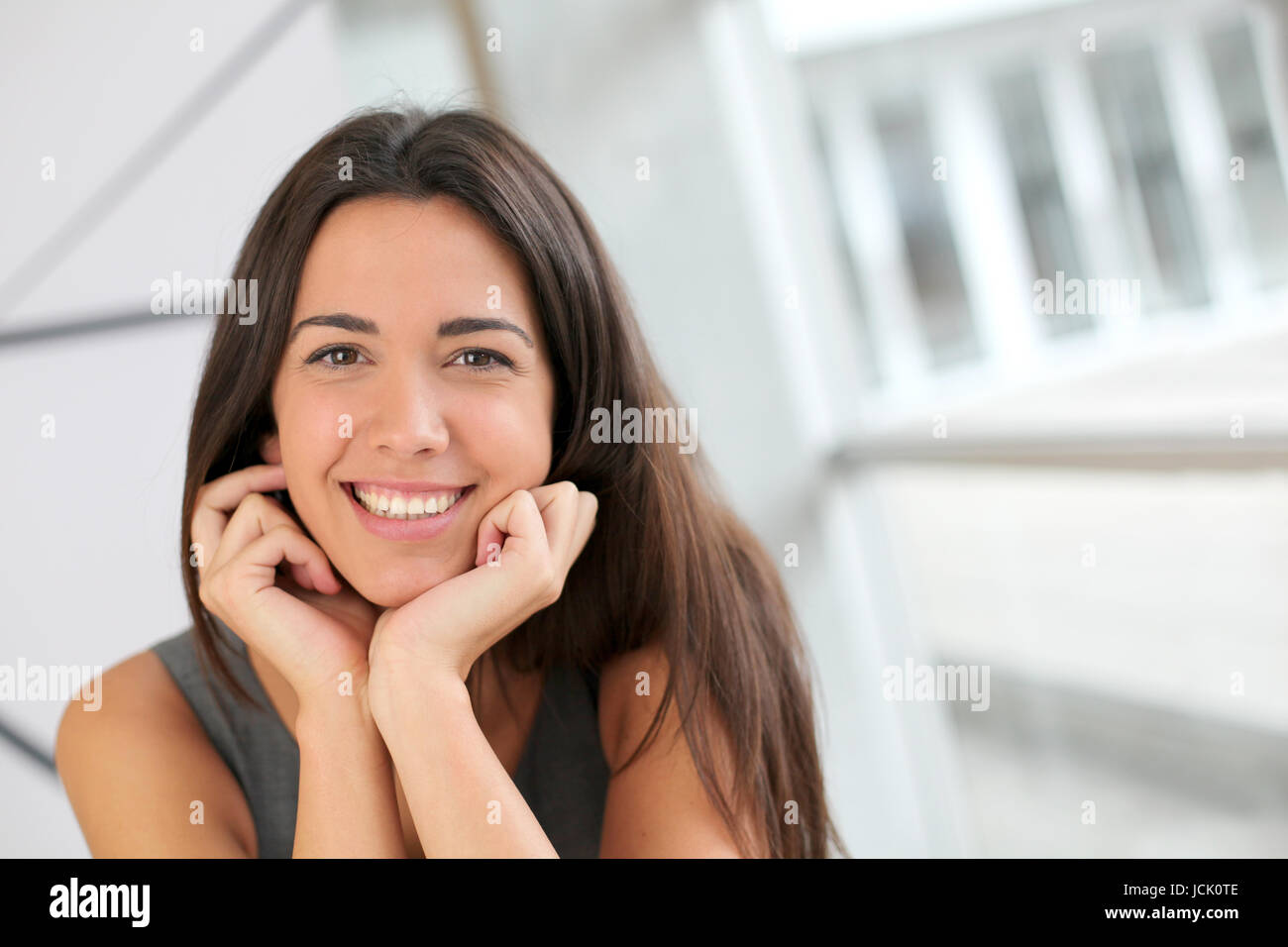 Portrait of smiling student girl Stock Photo - Alamy