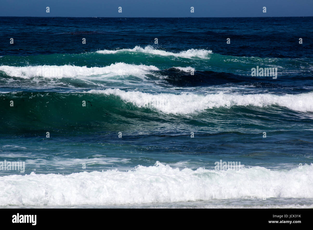 Waves Crashing Along the Shores of the Monterey Bay Stock Photo
