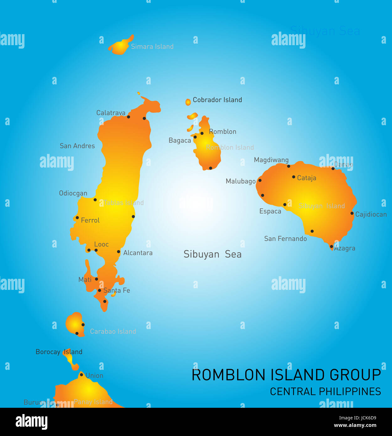 Vector color map of Romblon Island group Stock Photo