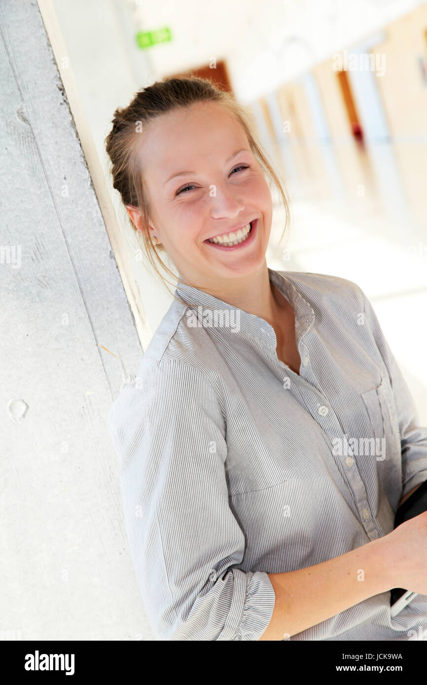Portrait of cheerful student girl Stock Photo - Alamy