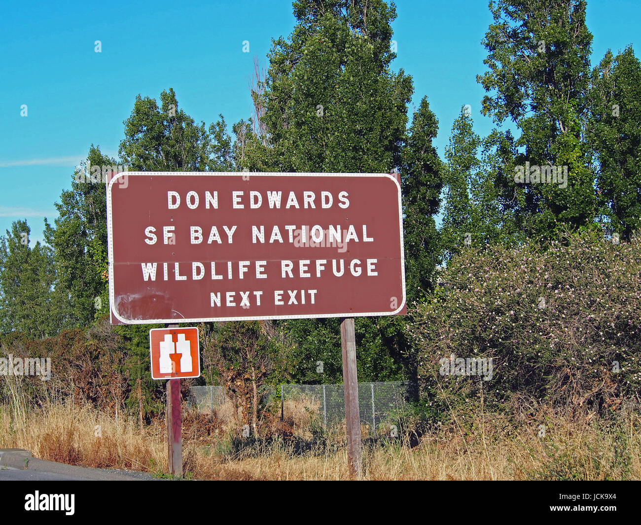 Don Edwards SF Bay National Wildlife Refuge exit sign, Freemont, California Stock Photo