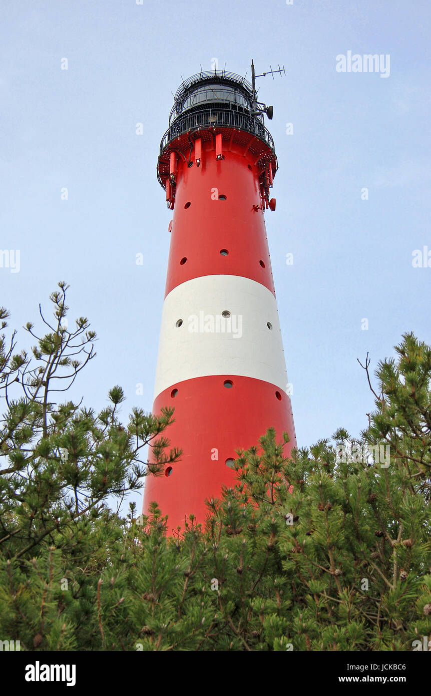 Leuchtturm in Hörnum auf der Insel Sylt im Winter, Lighthouse in Hoernum on the island of Sylt in winter Stock Photo