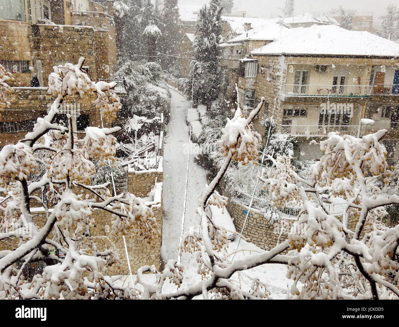 Rare Snowstorm in Jerusalem Stock Photo - Alamy