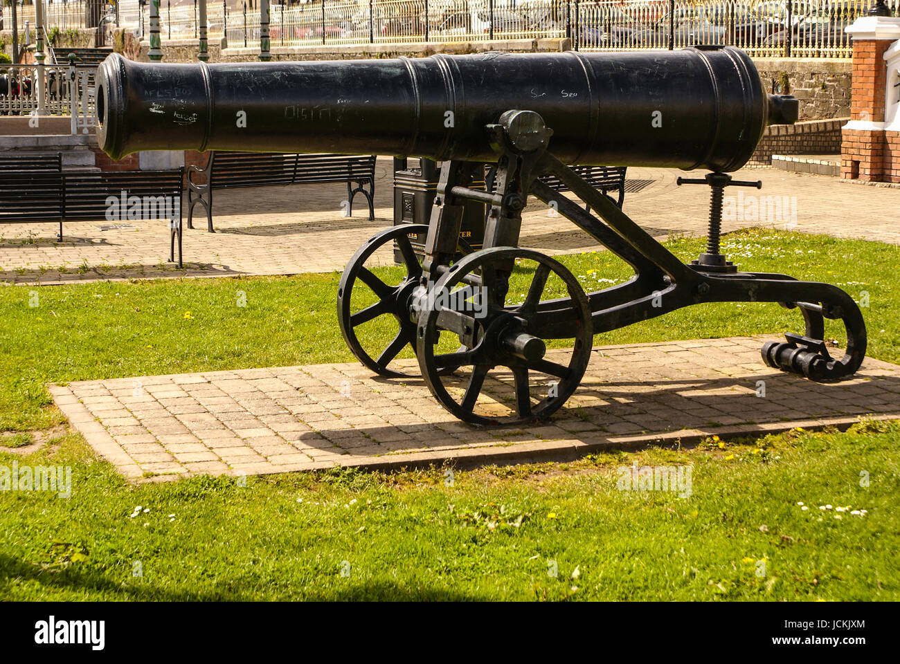 old castiron cannon Stock Photo Alamy