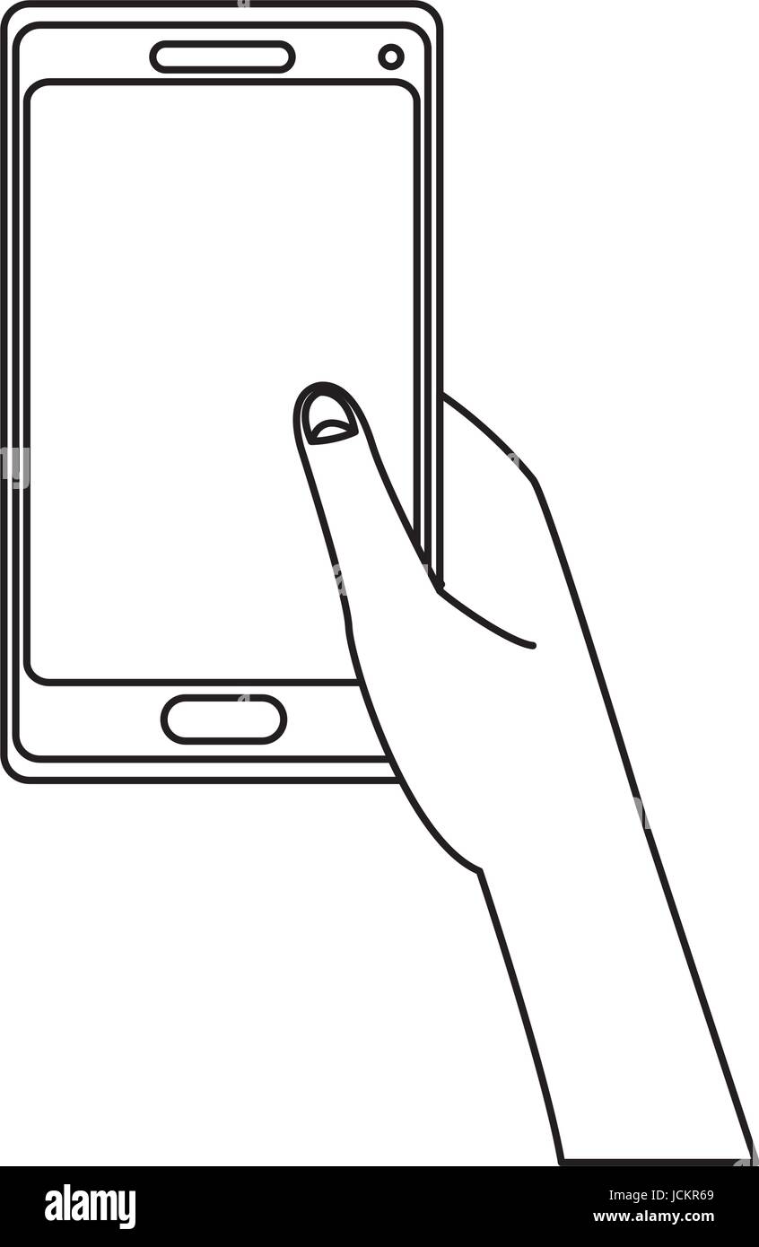 hand holding smartphone application digital Stock Vector