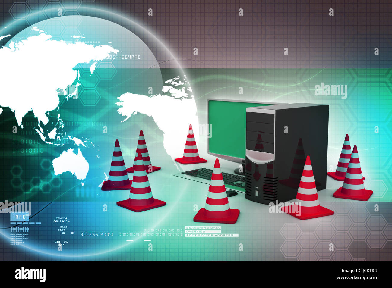 Computer with traffic sign Stock Photo - Alamy