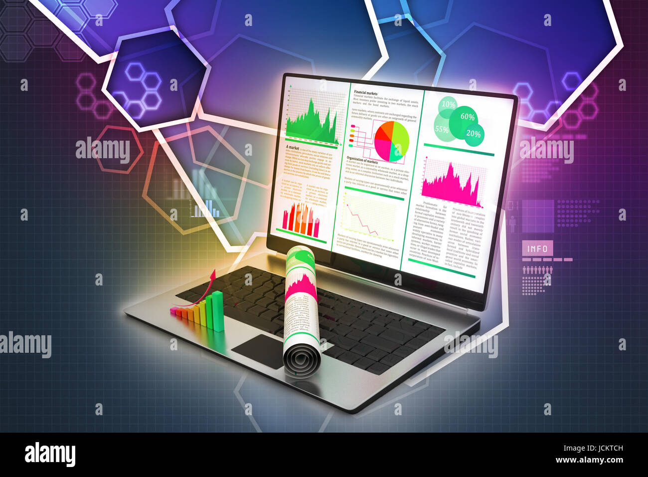Laptop showing a financial report Stock Photo - Alamy