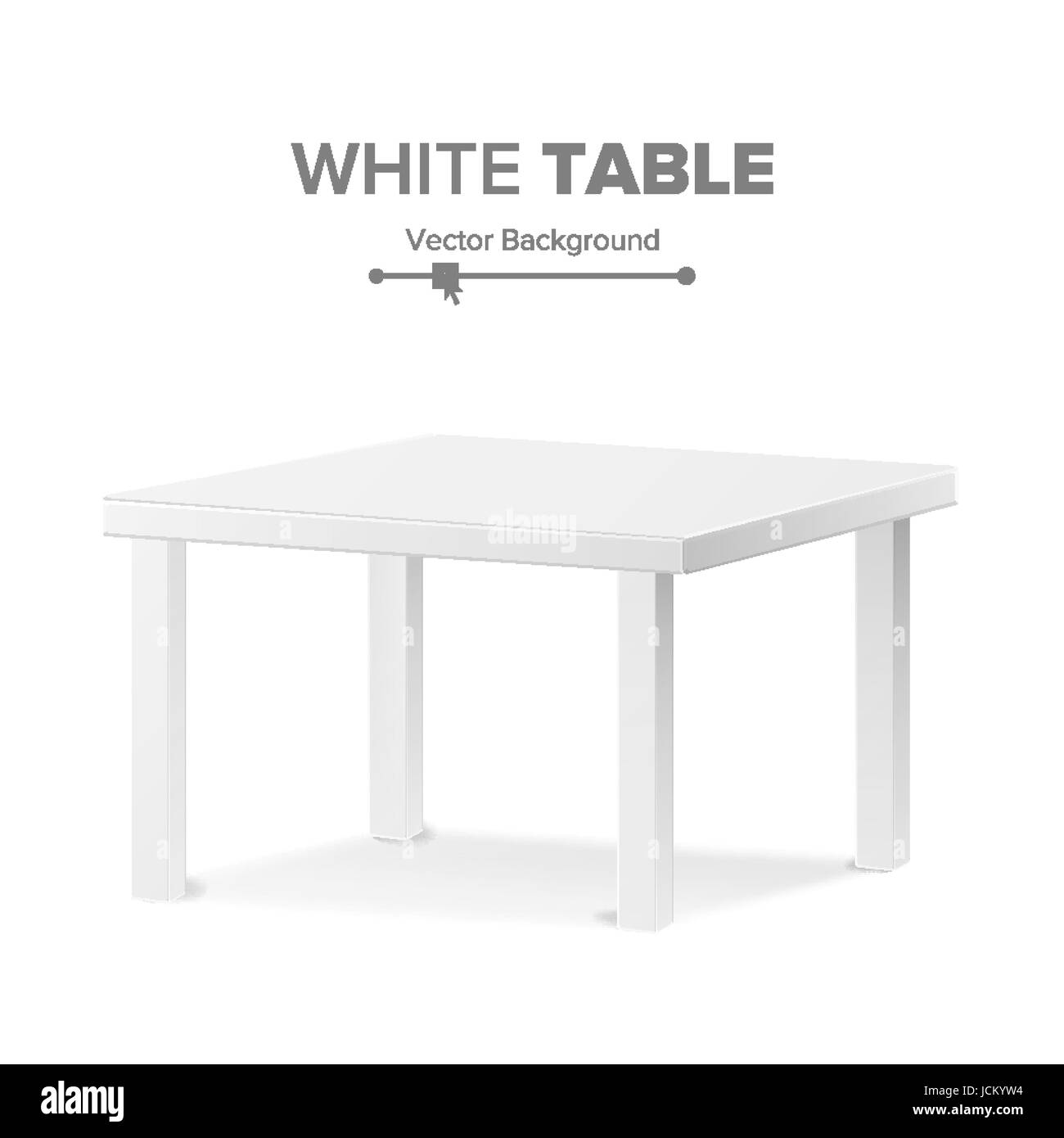 White Empty Square Table. Isolated Furniture, Platform Realistic Stock