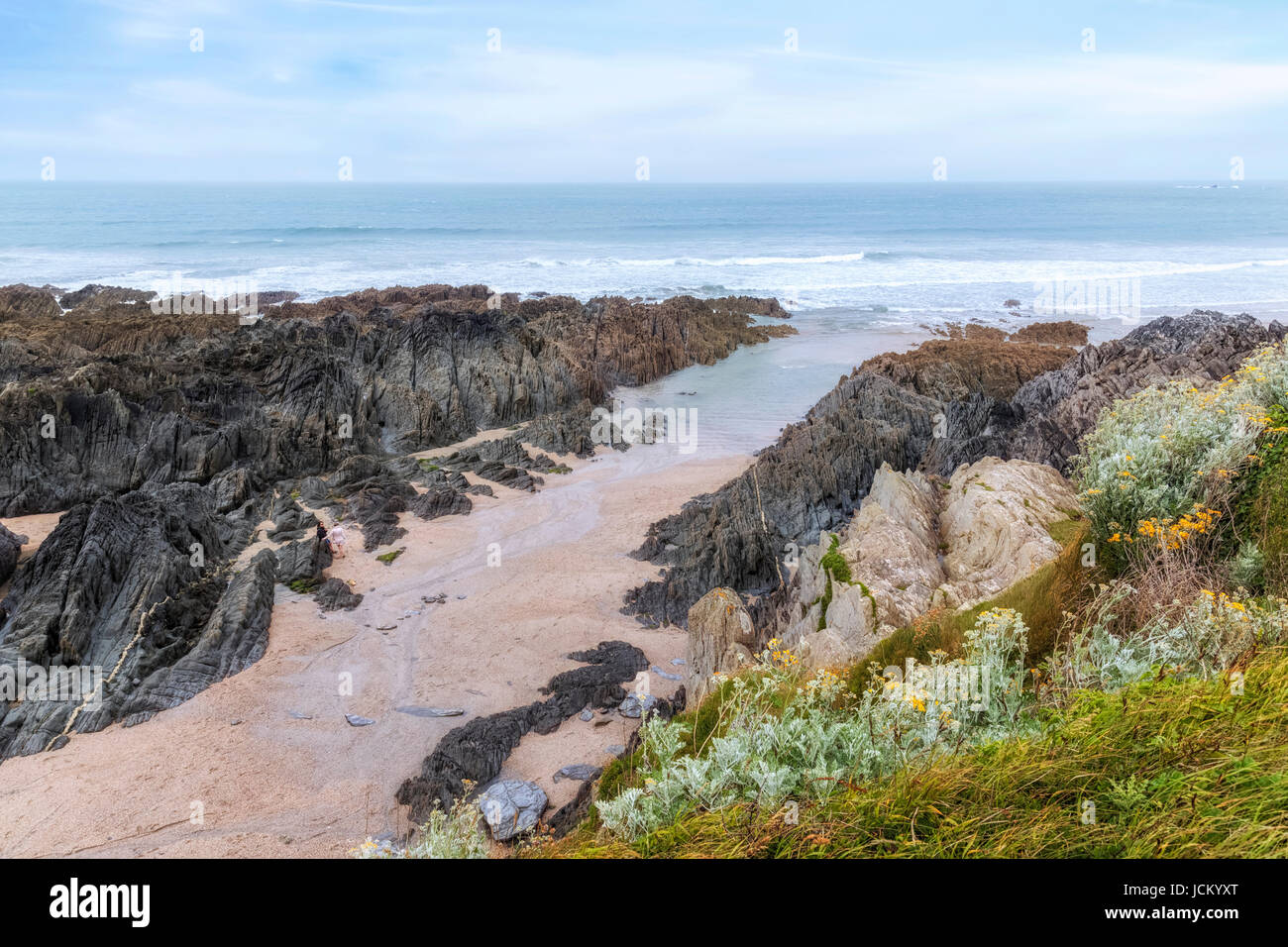 Barricane Beach, Woolacombe, North Devon, England, UK Stock Photo