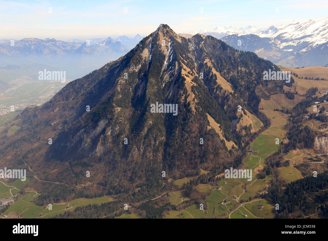 Stanserhorn mountain Switzerland Swiss Alps mountains aerial view photography photo Stock Photo