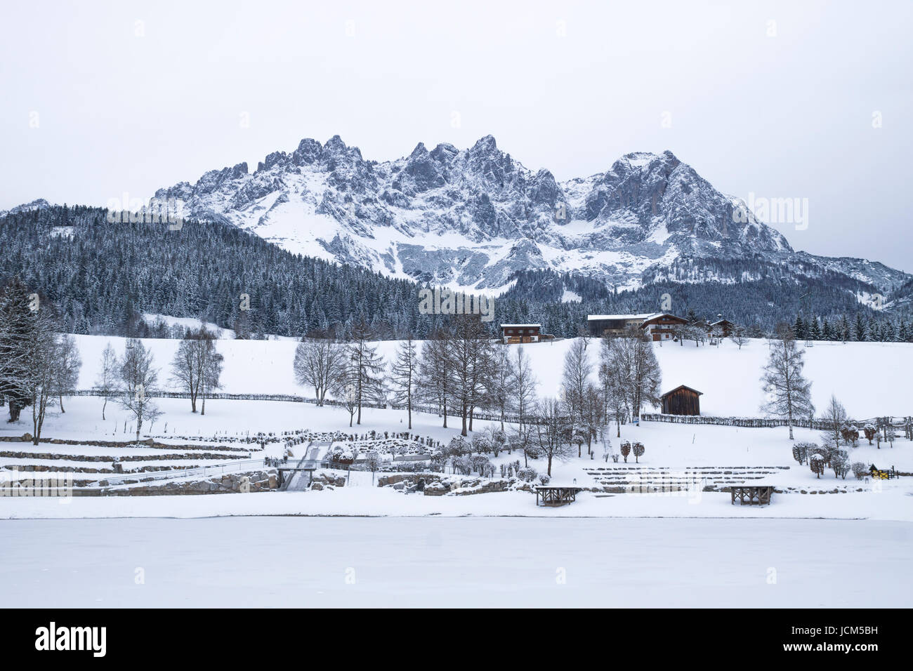 Wilder Kaiser covered with snow, Going am Wilden Kaiser, Tirol, Austria Stock Photo