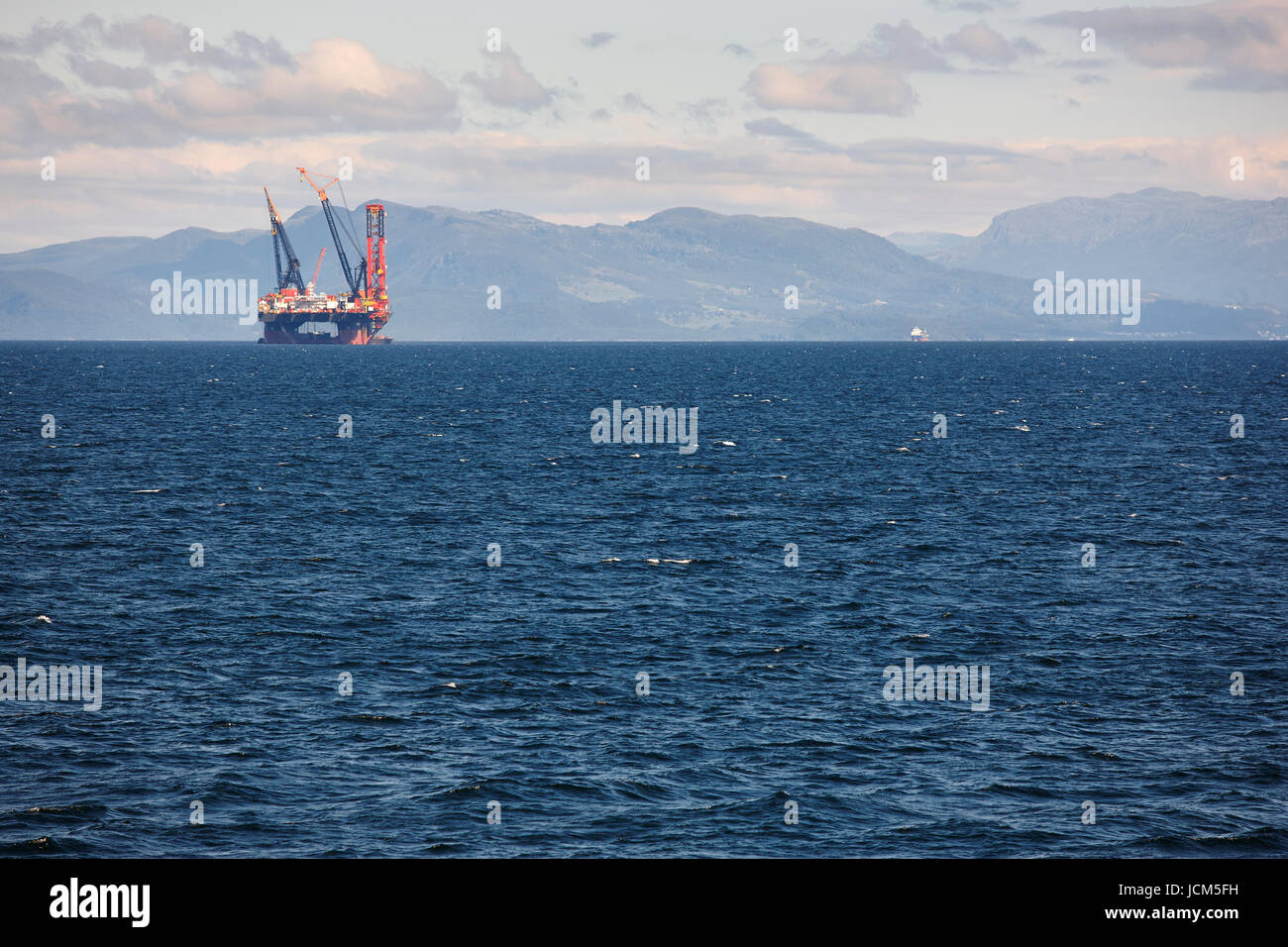 Oil and gas sea platform in Norway. Energy industry. Offshore exploration Stock Photo