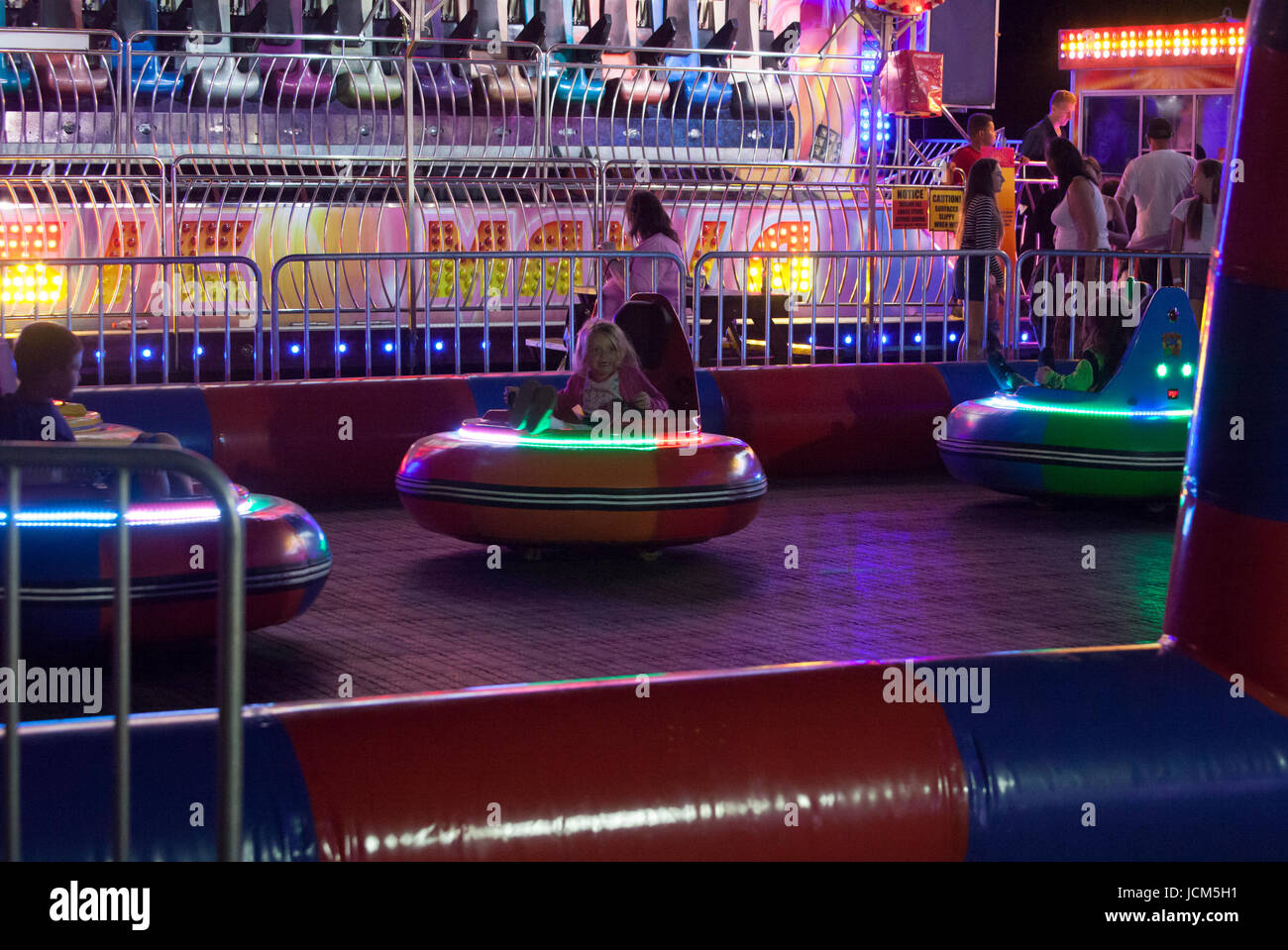 hover cars as bumper cars and dodgems Stock Photo