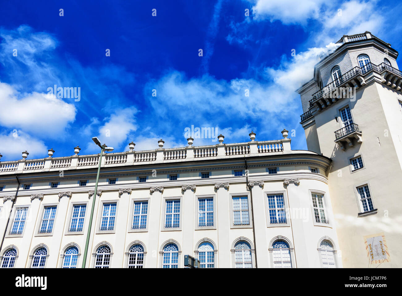 Fridericianum (built in 1769-1779) in Kassel - White smoke from the tower at the museum - documenta 14 opened-Hesse, Germany Stock Photo