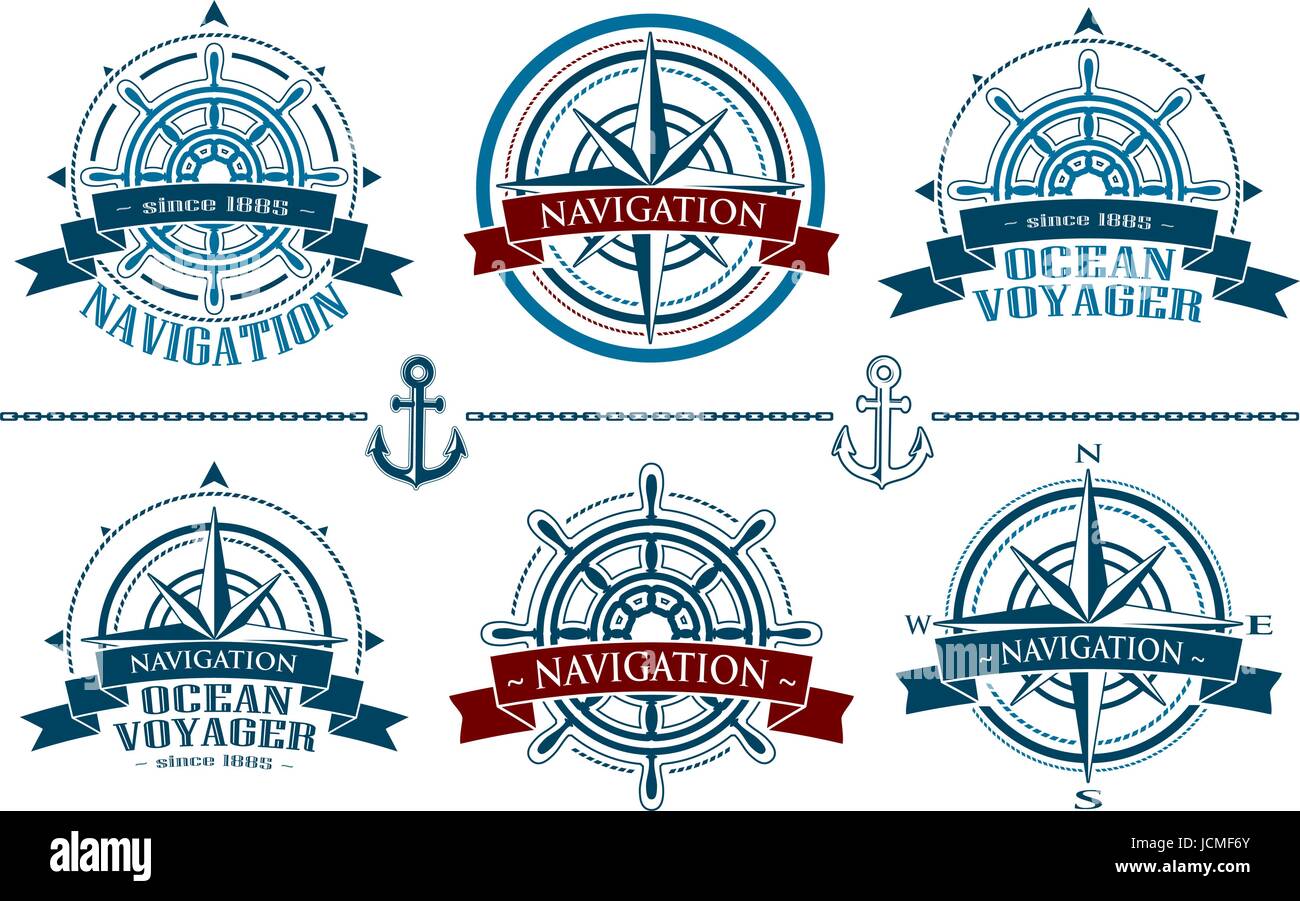 Nautical logos set Stock Vector