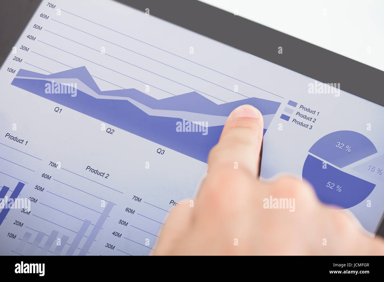 Cropped image of businessman analyzing graphs on digital tablet Stock ...