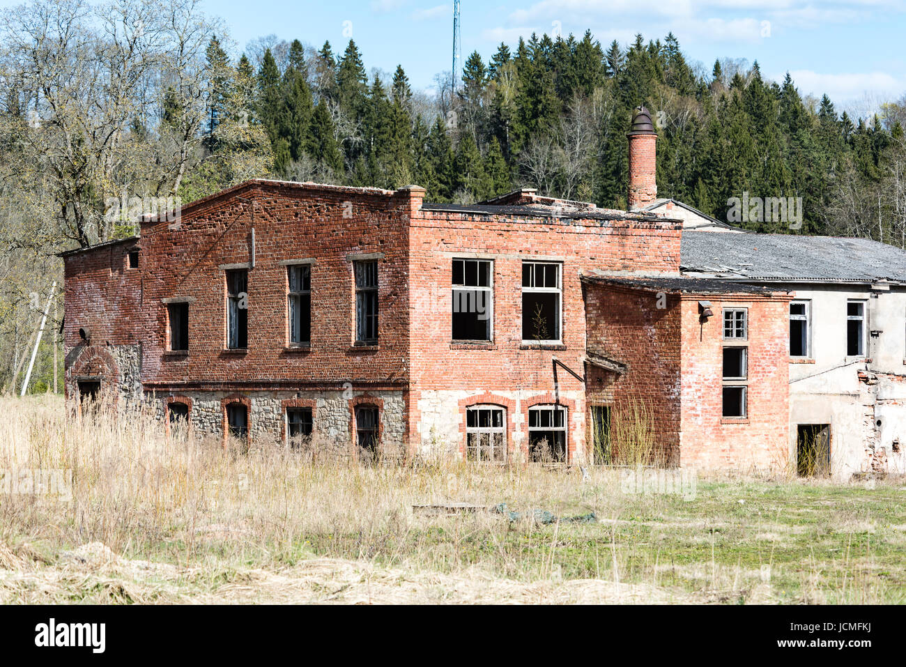 abandoned building ruins on blue sky Stock Photo - Alamy