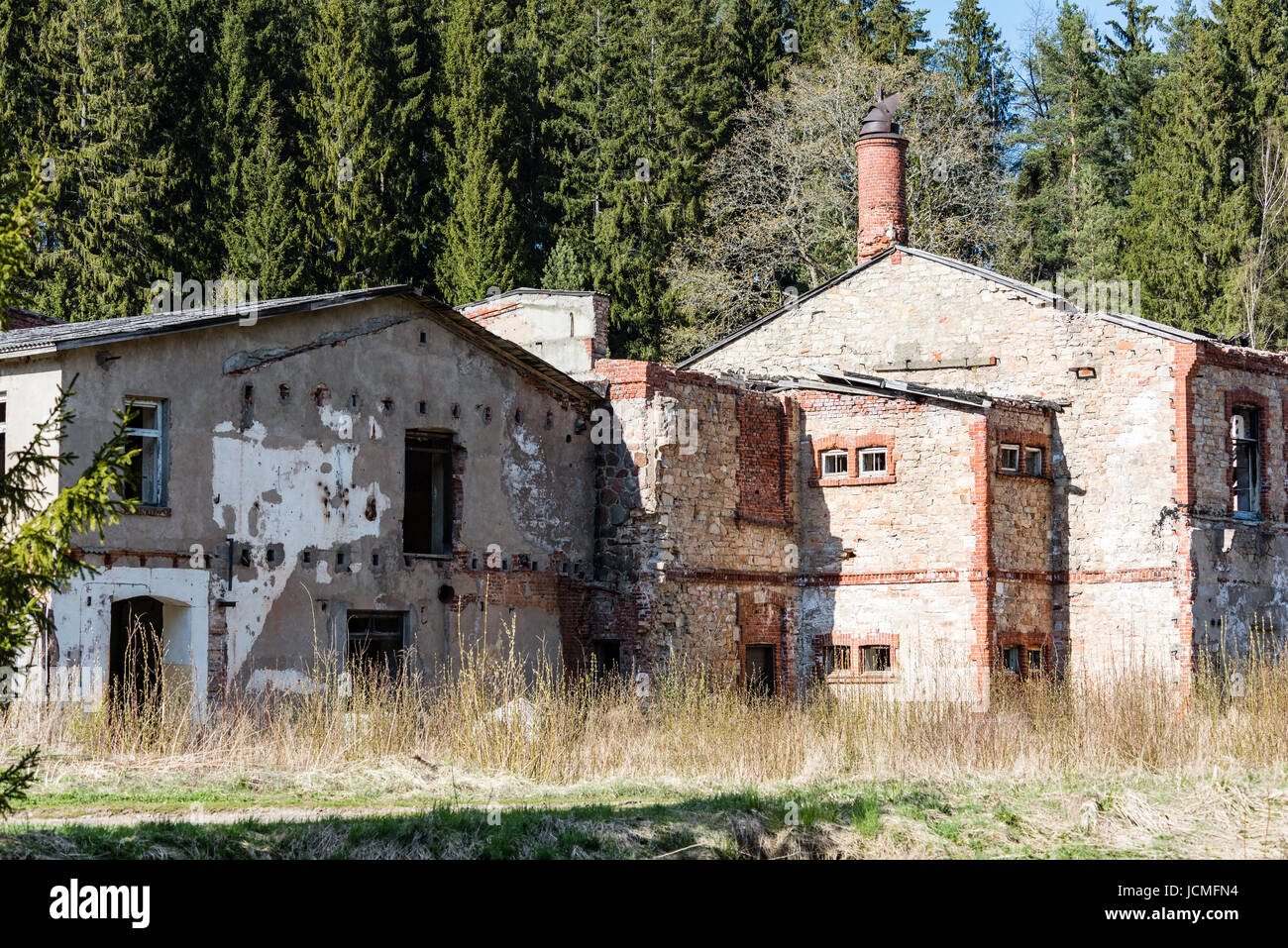abandoned building ruins on blue sky Stock Photo - Alamy
