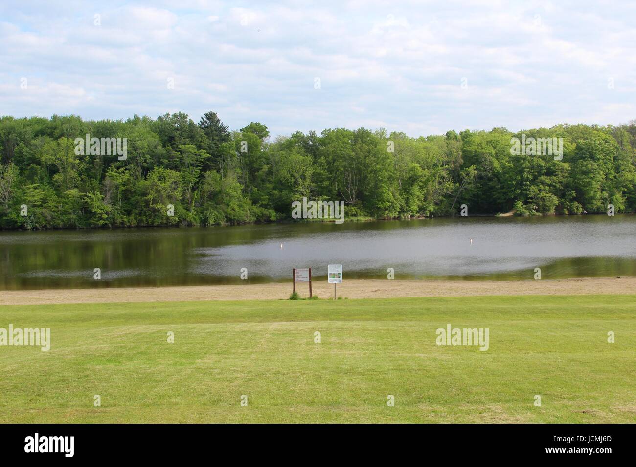The lake and landscape of the park along with the nature of the day. Stock Photo
