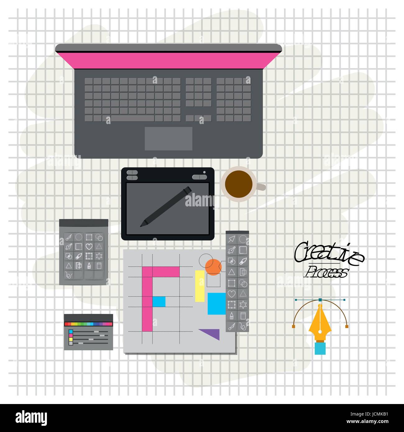 Computer Background Design Tools grid background with design environment with color palette and tool box ...